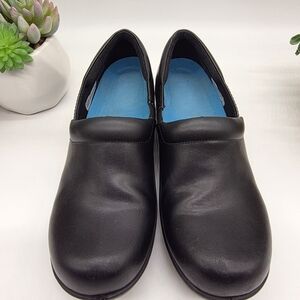 Dr. Scholl's Black Slip-On Non-slip Work Womens 9.5 Comfort Mules Blue Insole